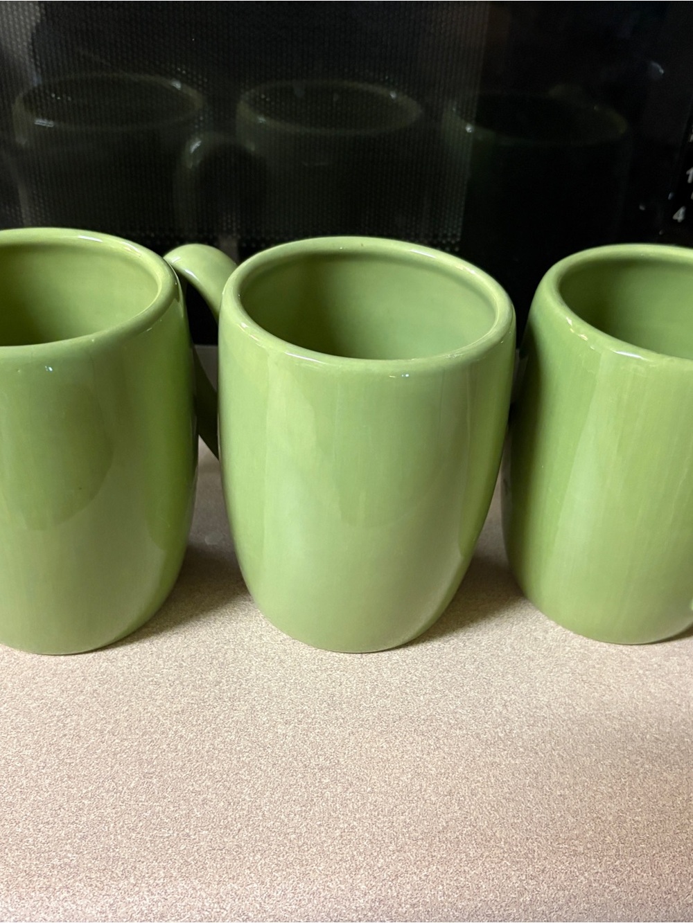 Set of 3 Olive Green Ceramic Mugs